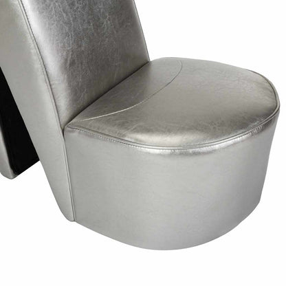 Poltrona a Forma di Scarpa con Tacco in Similpelle Argento | homemem39