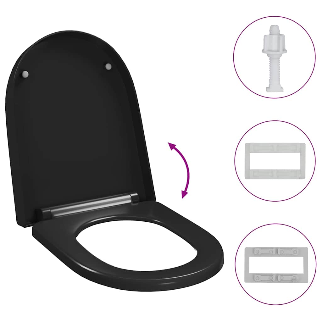 Black Quick Release Cushioned Toilet Seat