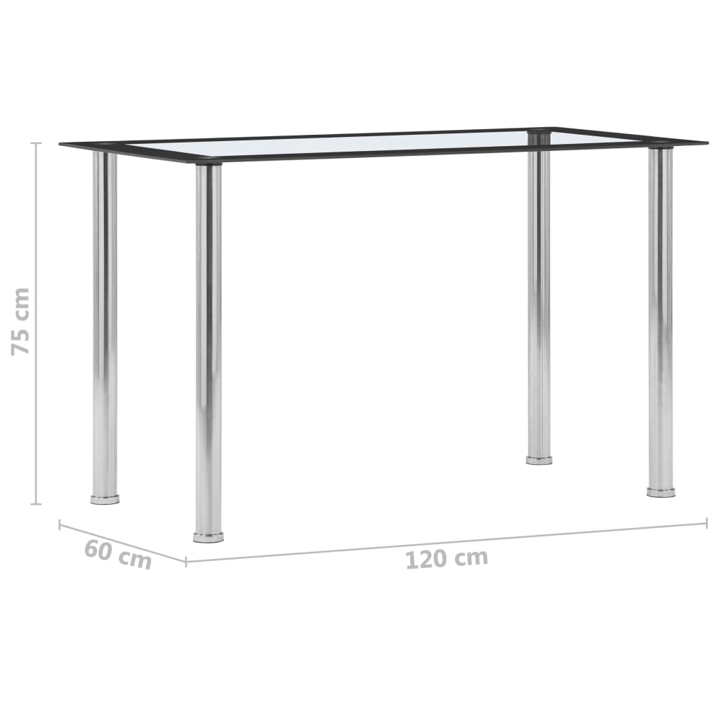 Tavolo da Pranzo Nero e Trasparente 120x60x75cm Vetro Temperato | homemem39