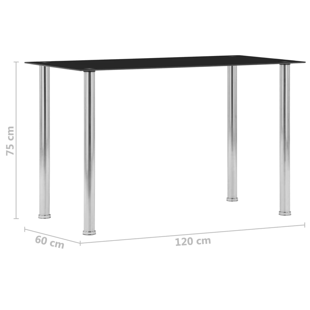Tavolo da Pranzo Nero 120x60x75 cm in Vetro Temperato | homemem39