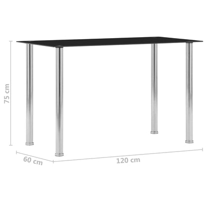 Tavolo da Pranzo Nero 120x60x75 cm in Vetro Temperato | homemem39