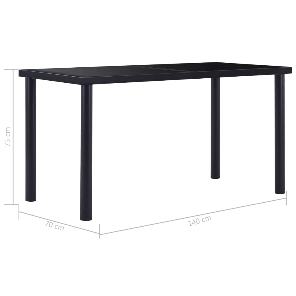 Tavolo da Pranzo Nero 140x70x75 cm in Vetro Temperato | homemem39