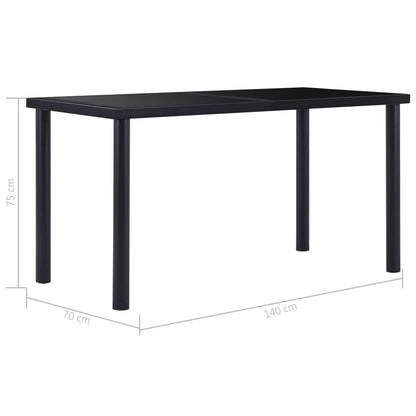 Tavolo da Pranzo Nero 140x70x75 cm in Vetro Temperato | homemem39