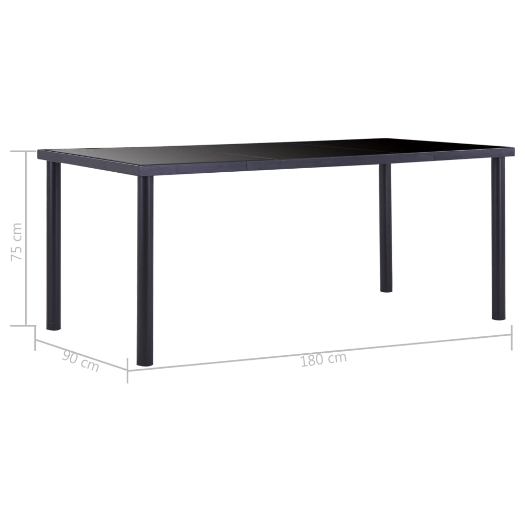 Tavolo da Pranzo Nero 180x90x75 cm in Vetro Temperato | homemem39