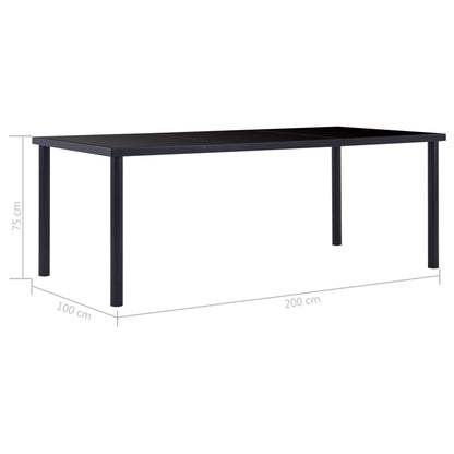 Tavolo da Pranzo Nero 200x100x75 cm in Vetro Temperato | homemem39
