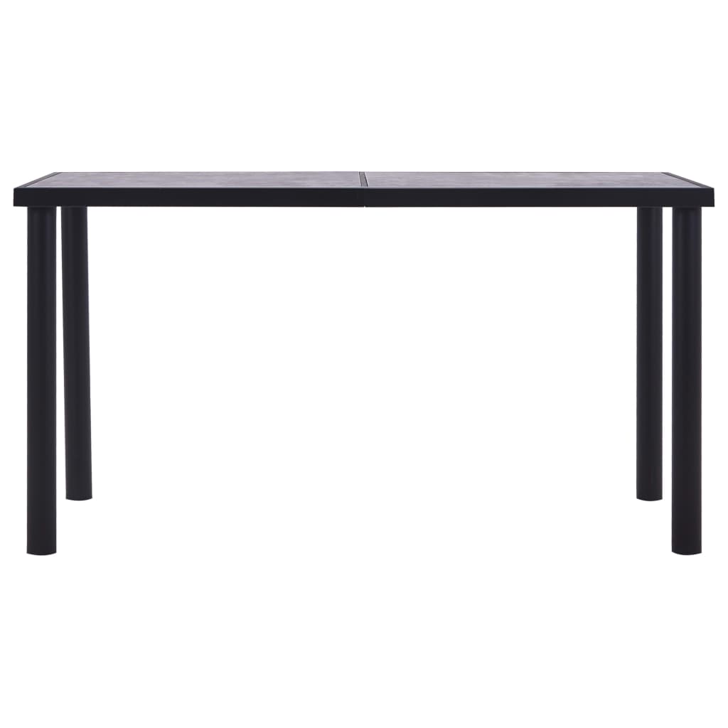 Tavolo da Pranzo Nero e Grigio Cemento 140x70x75 cm in MDF