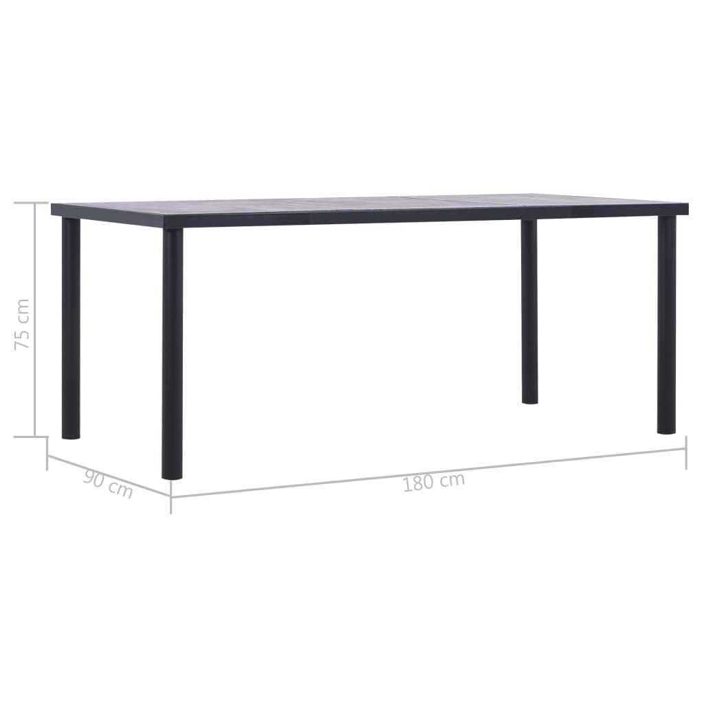 Tavolo da Pranzo Nero e Grigio Cemento 180x90x75 cm in MDF | homemem39