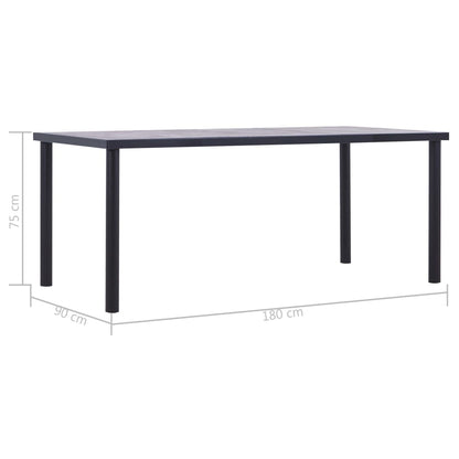 Tavolo da Pranzo Nero e Grigio Cemento 180x90x75 cm in MDF | homemem39