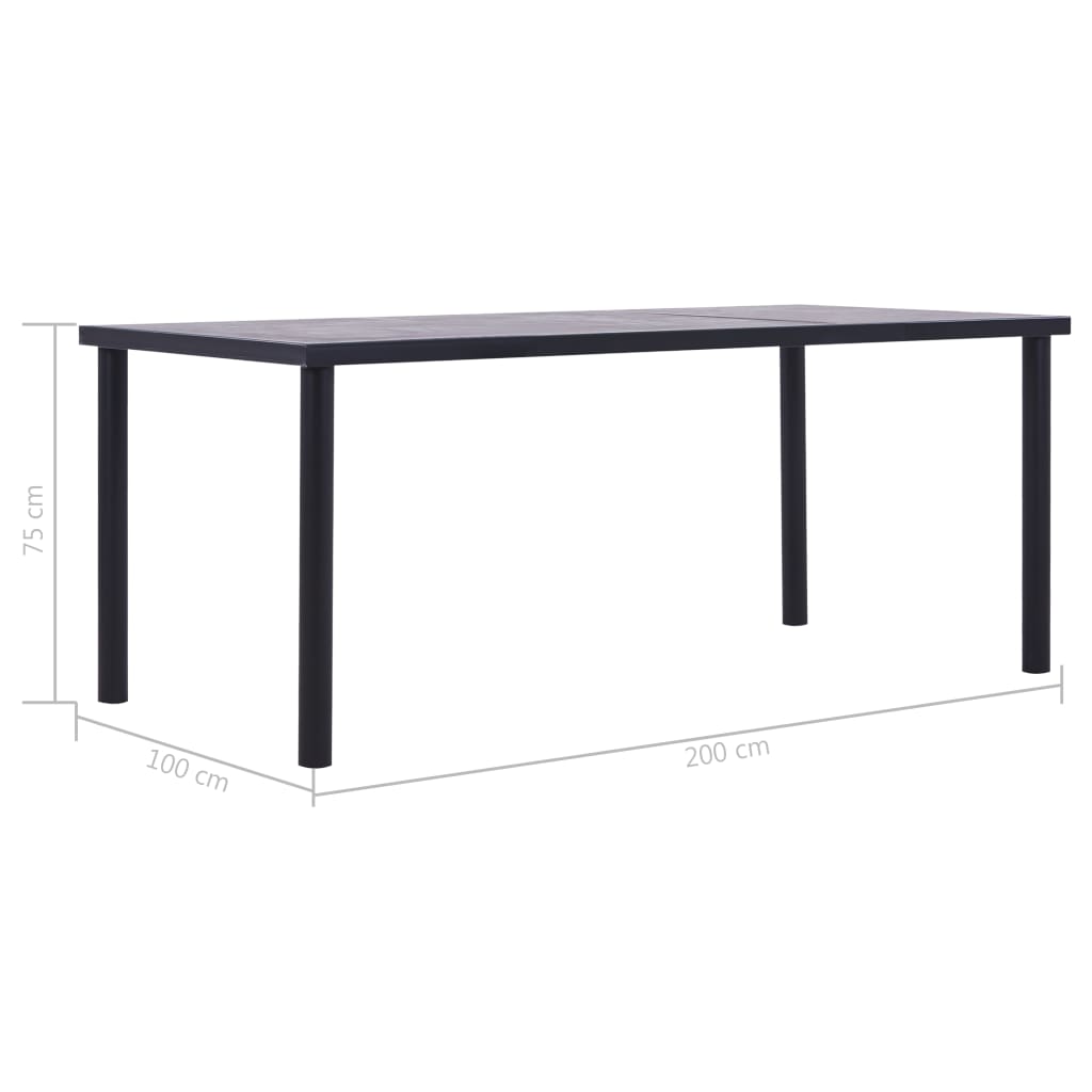 Tavolo da Pranzo Nero e Grigio Cemento 200x100x75 cm in MDF | homemem39