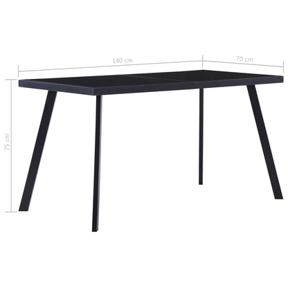 vidaXL Tavolo da Pranzo Nero 140x70x75 cm in Vetro Temperato