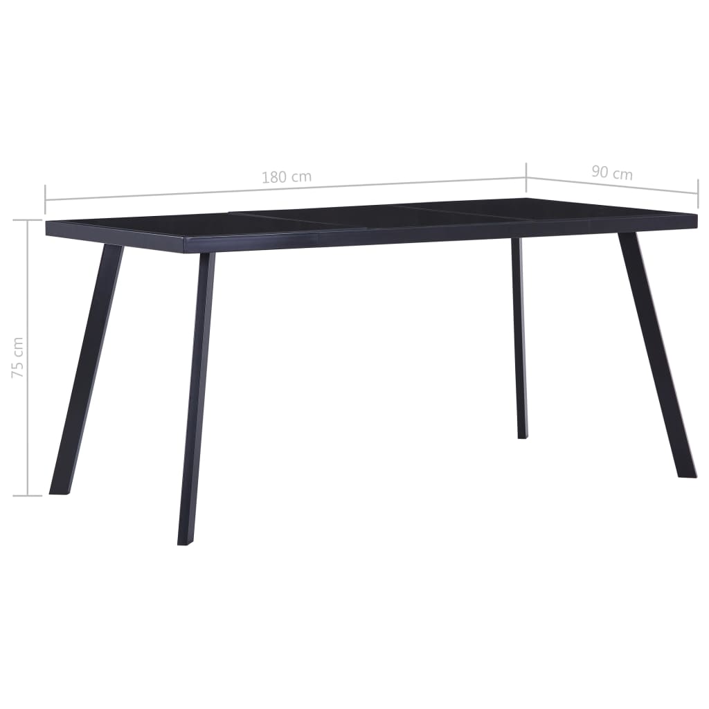 Tavolo da Pranzo Nero 180x90x75 cm in Vetro Temperato | homemem39