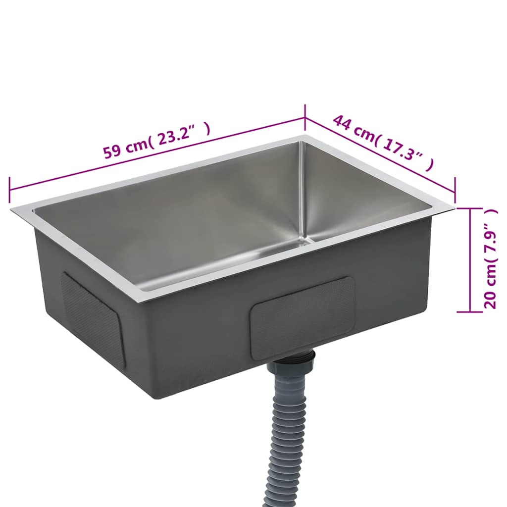 Lavello da Cucina Lavorato a Mano con Filtro in Acciaio Inox | homemem39