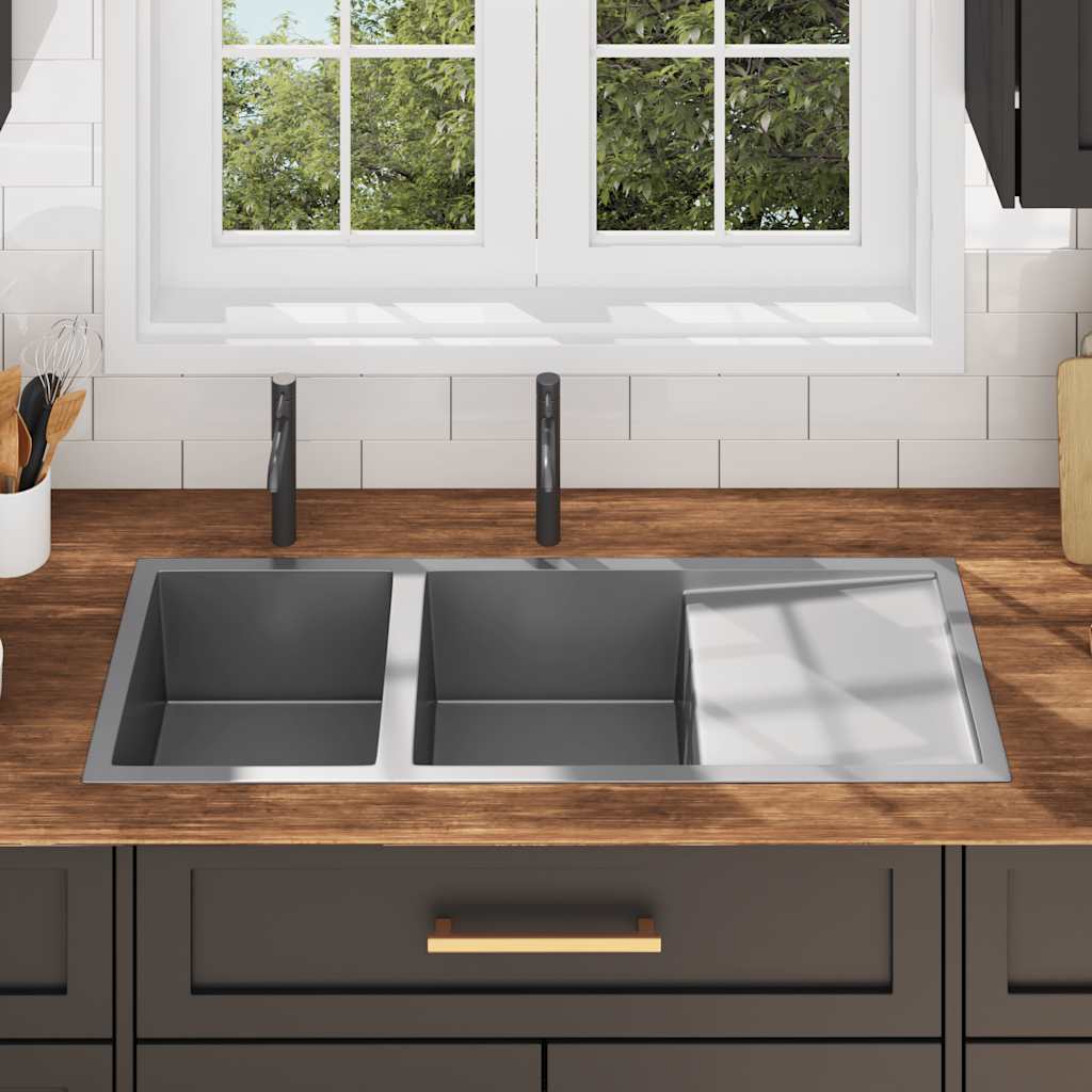 Lavello da Cucina Lavorato a Mano in Acciaio Inox - homemem39