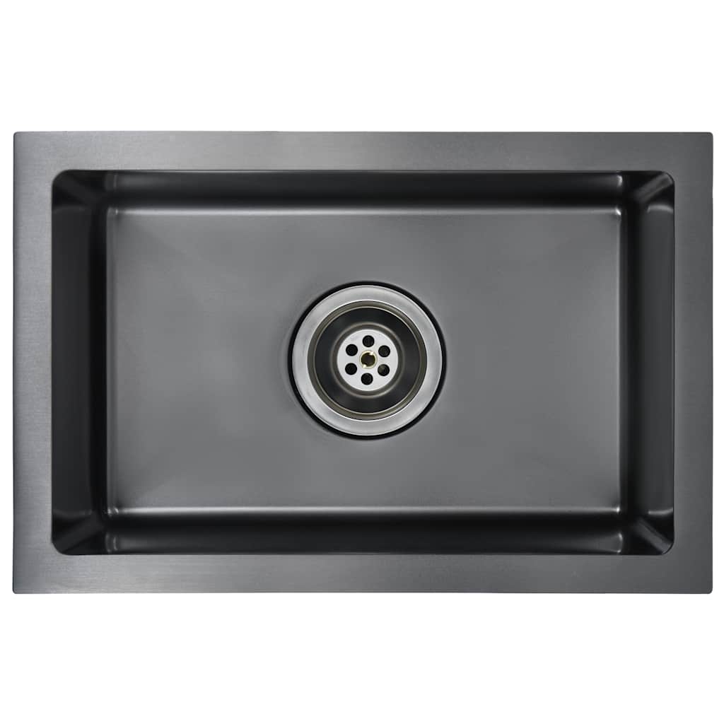Lavello da Cucina Lavorato a Mano Nero in Acciaio Inox | homemem39