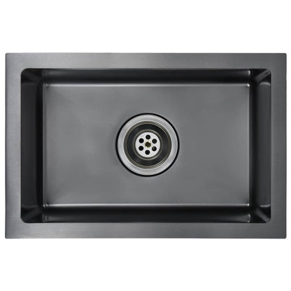 Lavello da Cucina Lavorato a Mano Nero in Acciaio Inox | homemem39