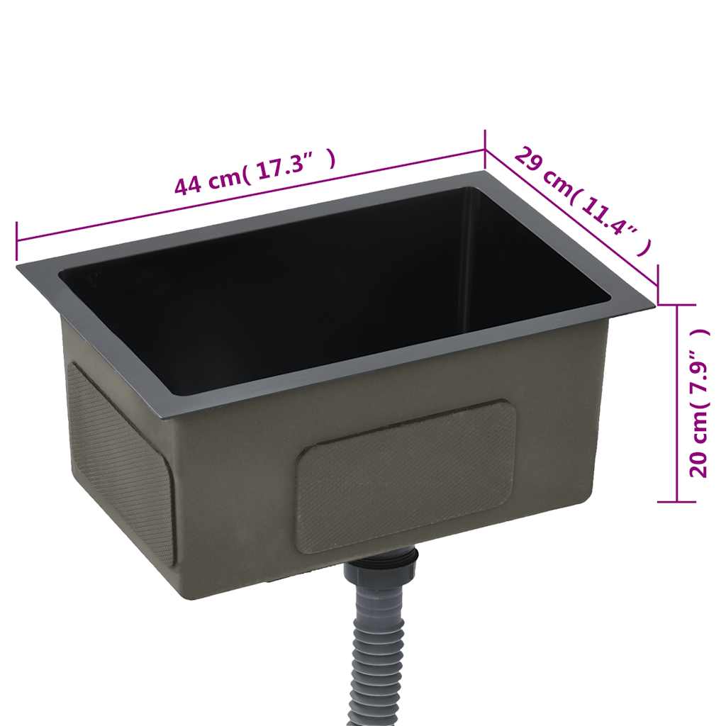 Lavello da Cucina Lavorato a Mano Nero in Acciaio Inox | homemem39