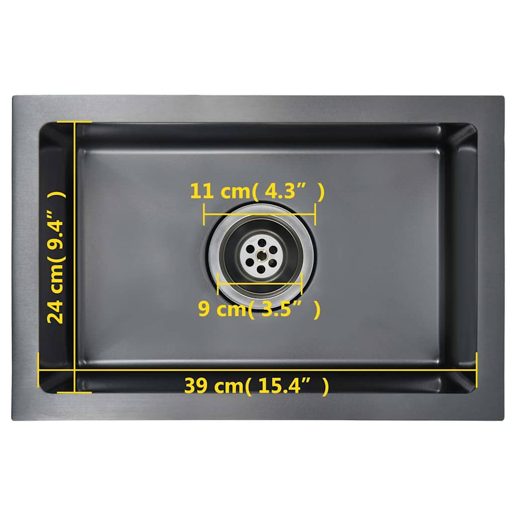 Lavello da Cucina Lavorato a Mano Nero in Acciaio Inox | homemem39