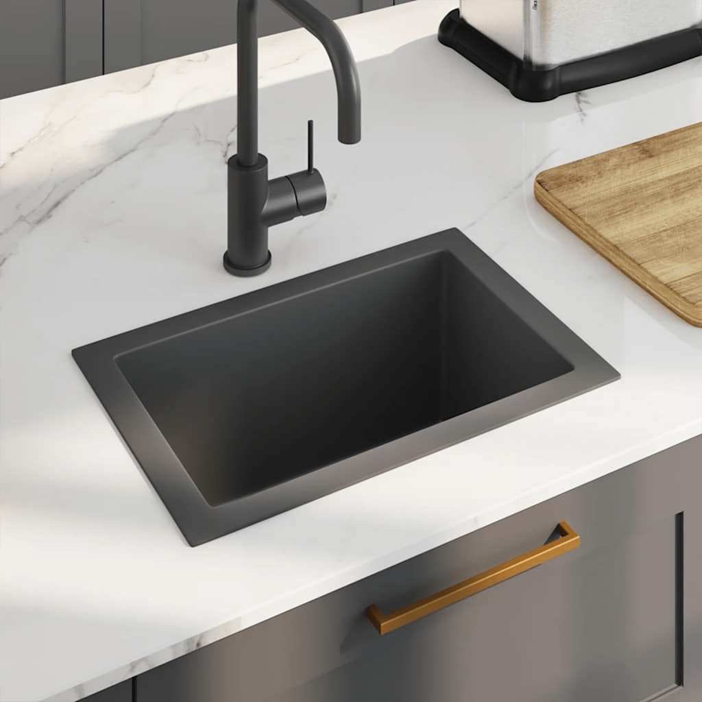 Lavello da Cucina Lavorato a Mano Nero in Acciaio Inox | homemem39