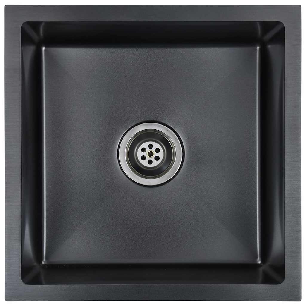 Lavello da Cucina Lavorato a Mano Nero in Acciaio Inox | homemem39