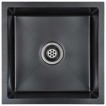 Lavello da Cucina Lavorato a Mano Nero in Acciaio Inox | homemem39