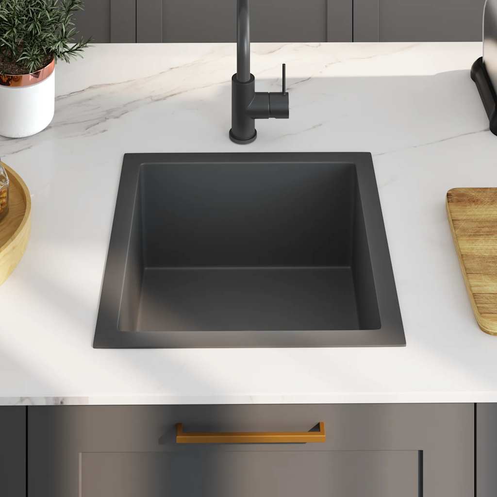 Lavello da Cucina Lavorato a Mano Nero in Acciaio Inox | homemem39