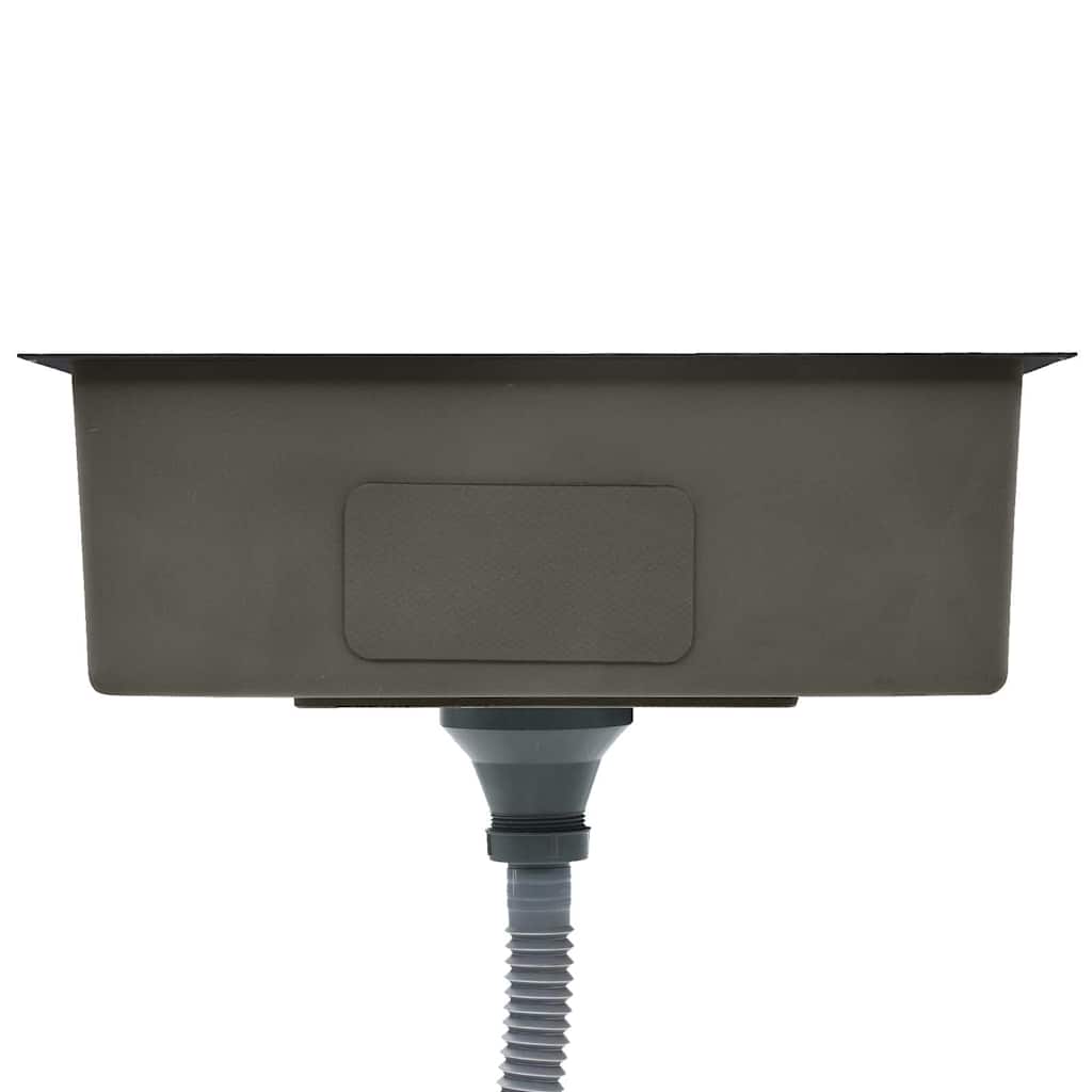 Lavello da Cucina Lavorato a Mano Nero in Acciaio Inox - homemem39