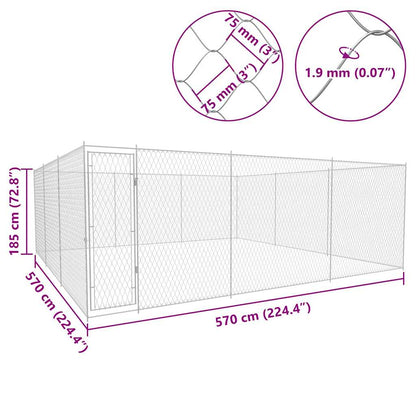Canile da Esterno in Acciaio Zincato 570x570x185 cm | homemem39