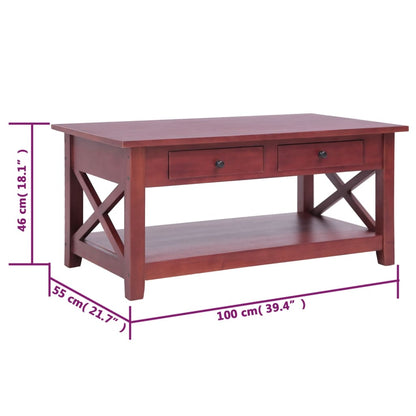 Tavolino da Salotto Marrone 100x55x46 cm Legno Massello Mogano