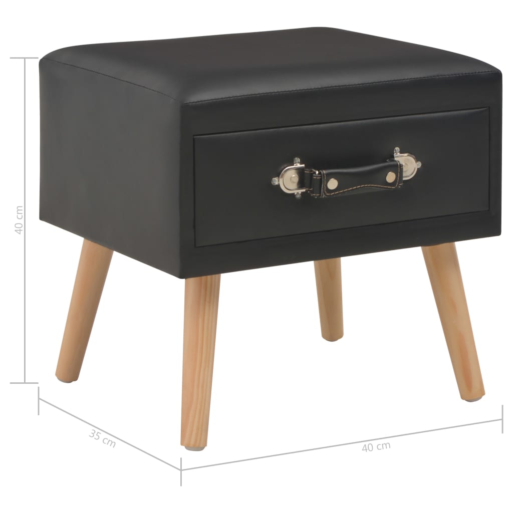 Comodini Neri 2 pz 40x35x40 cm in Similpelle | homemem39
