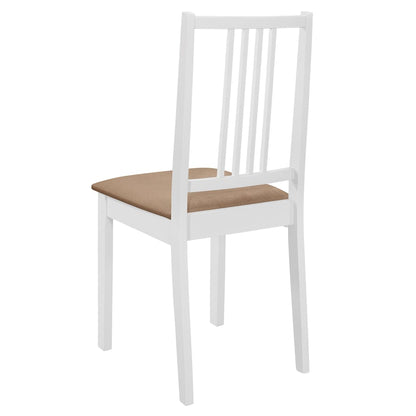 Sedie da Pranzo con Cuscini 6 pz Bianche in Legno Massello | homemem39