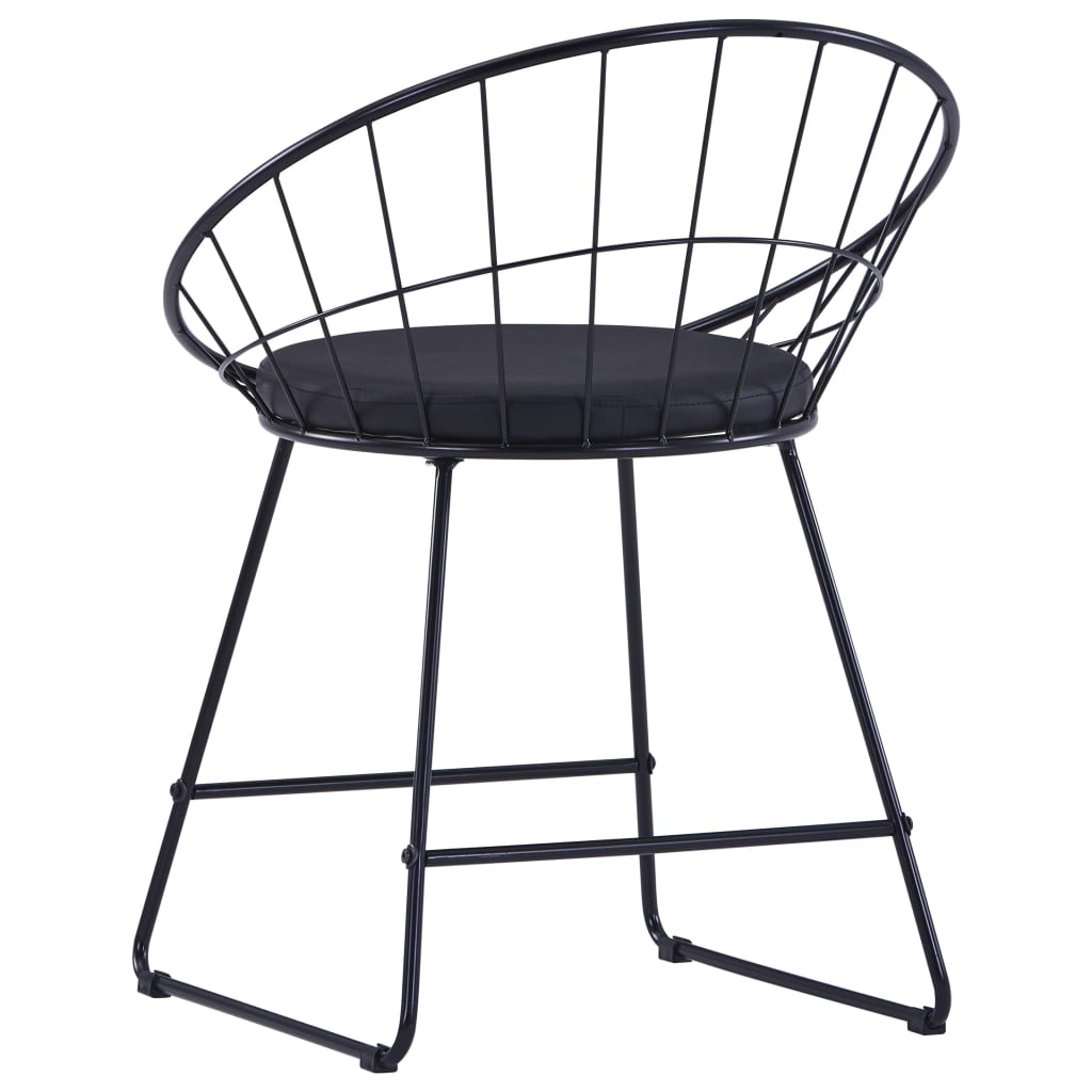 Dining Chairs with Faux Leather Seat 4 pcs Black Steel