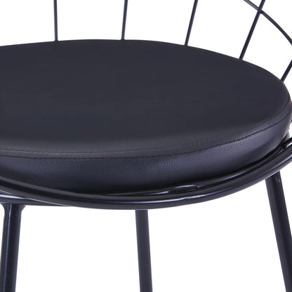 Dining Chairs with Faux Leather Seat 4 pcs Black Steel