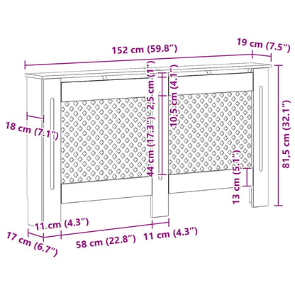 White Radiator Cover 152x19x81.5 cm in MDF