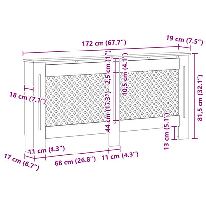 White Radiator Cover 172x19x81.5 cm in MDF