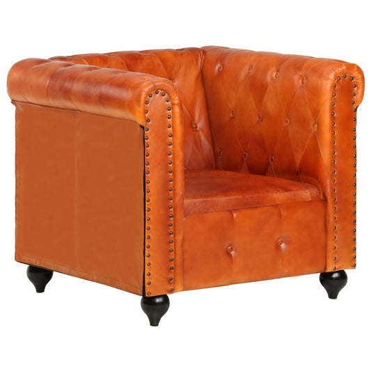 Poltrona Chesterfield Tanno in Vera Pelle