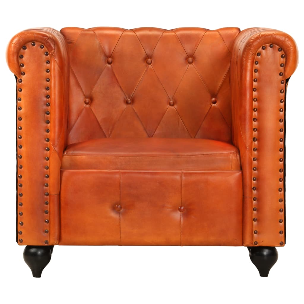 Poltrona Chesterfield Tanno in Vera Pelle