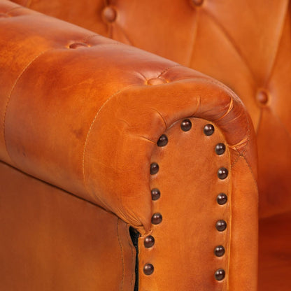 Poltrona Chesterfield Tanno in Vera Pelle