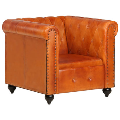 Poltrona Chesterfield Tanno in Vera Pelle