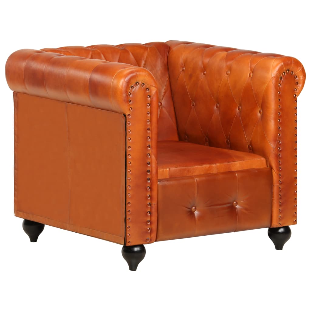 Poltrona Chesterfield Tanno in Vera Pelle