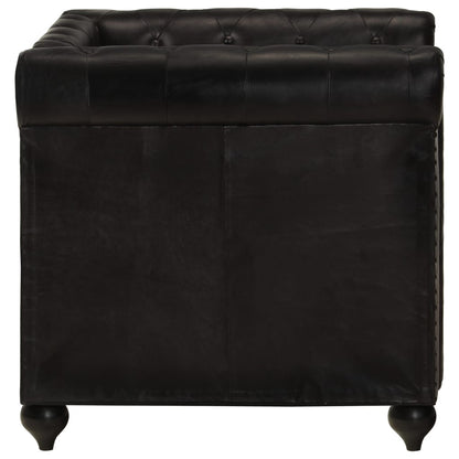 Poltrona Chesterfield Nera in Vera Pelle