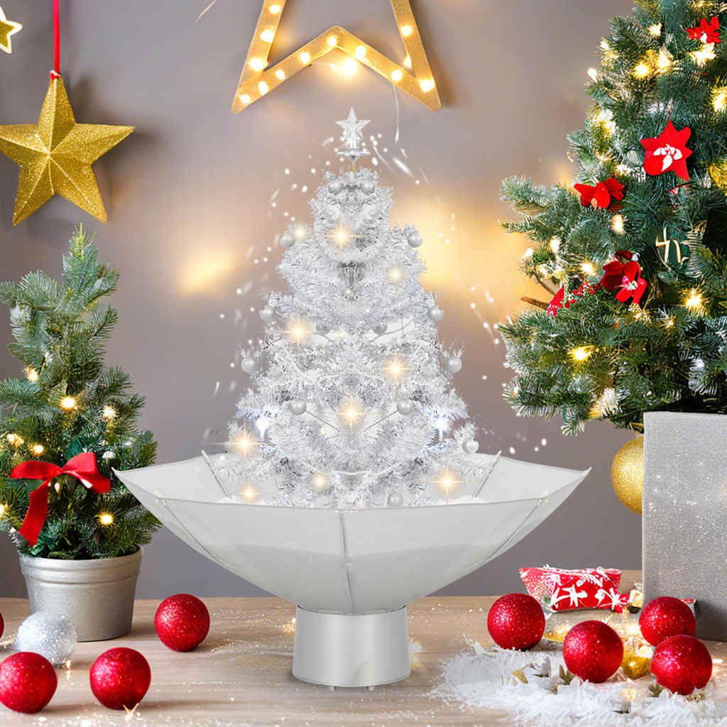 Albero di Natale con Neve e Base a Ombrellone Bianco 75 cm | homemem39