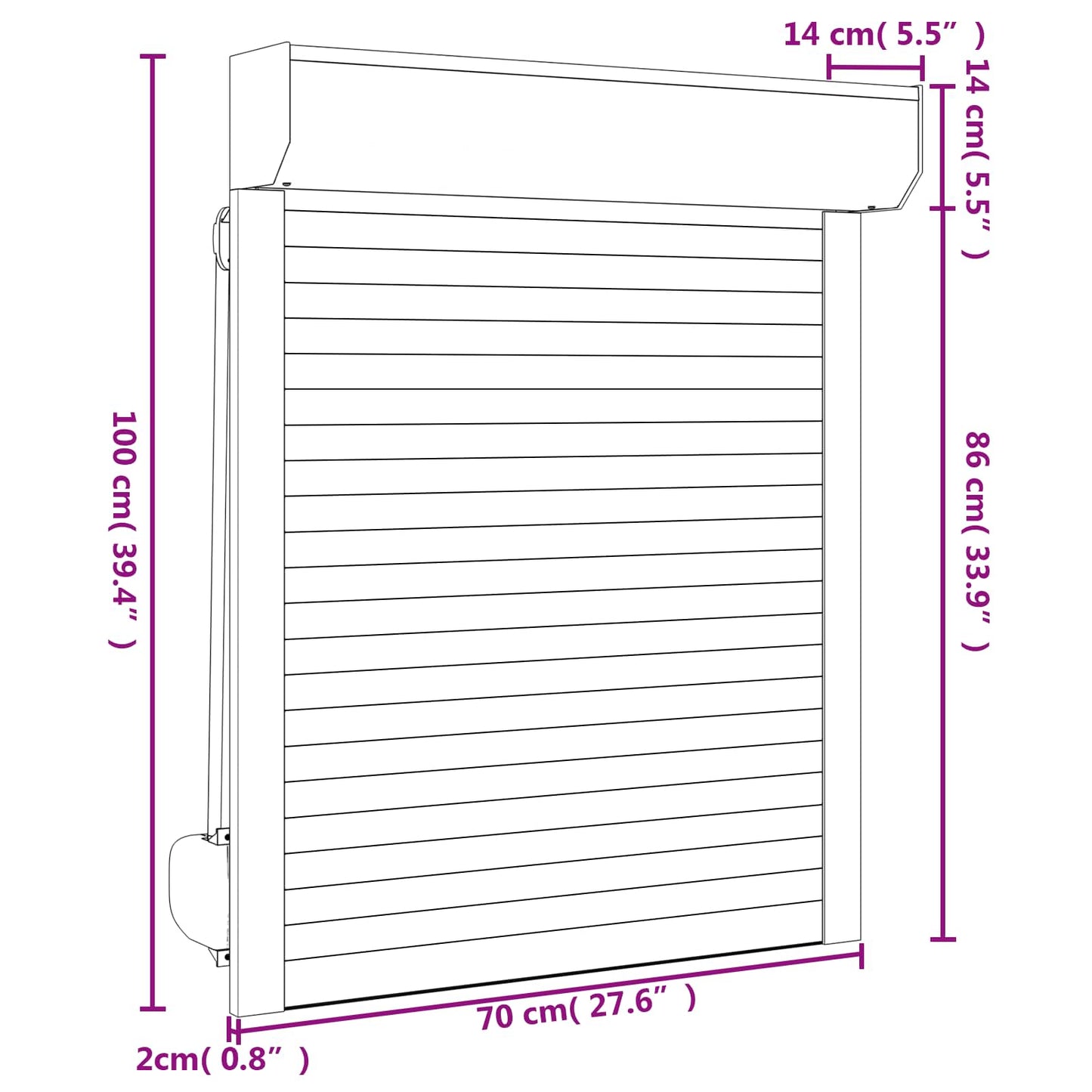 Persiana a rullo Bianco 70 x 100 cm Alluminio e poliuretano | homemem39