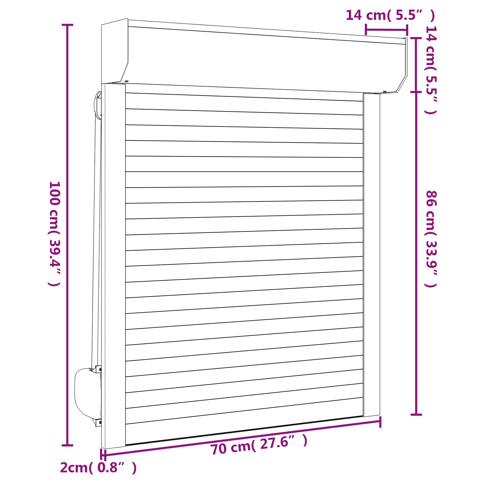 Persiana a rullo Bianco 70 x 100 cm Alluminio e poliuretano | homemem39
