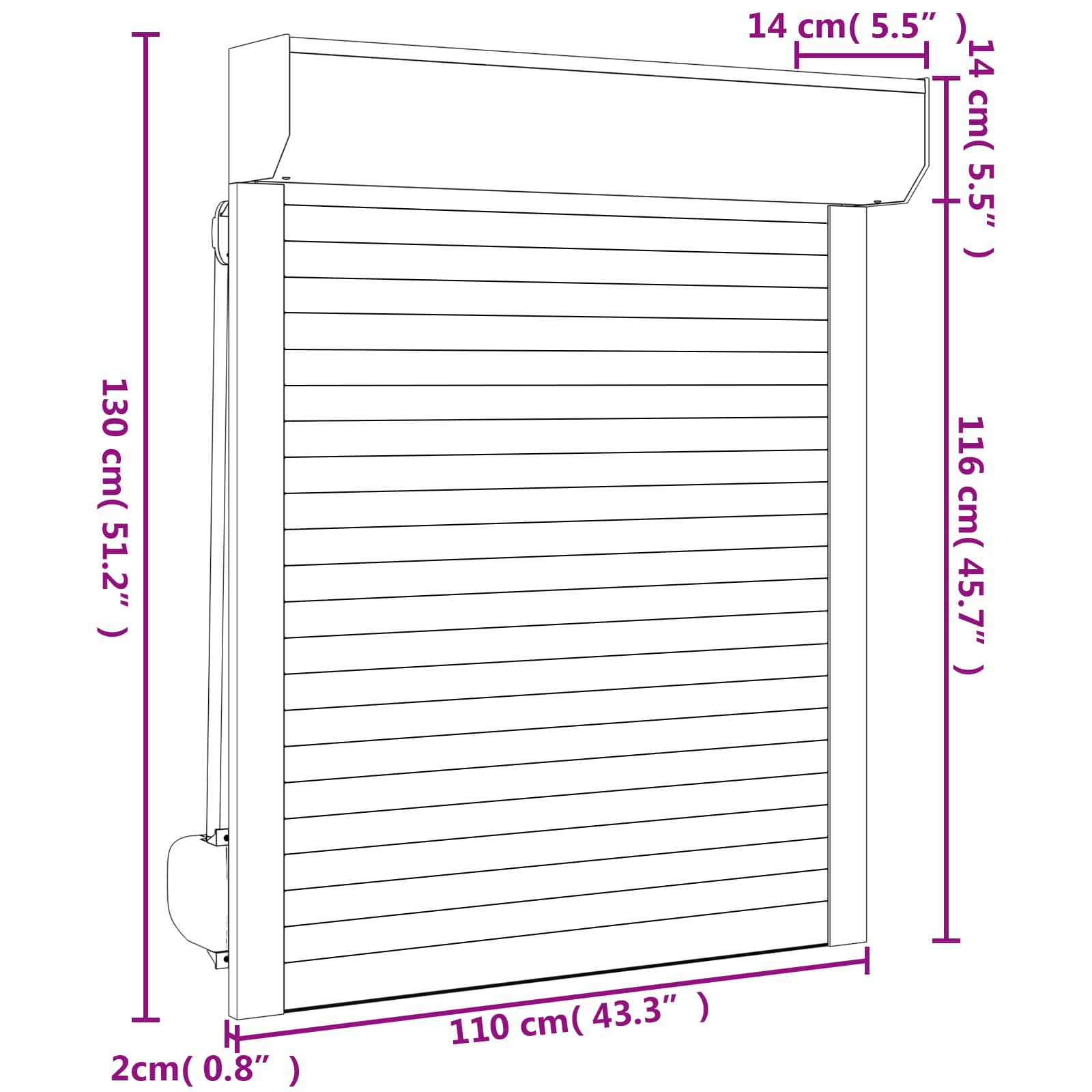 Persiana a rullo Bianco 110 x 130 cm Alluminio e poliuretano | homemem39