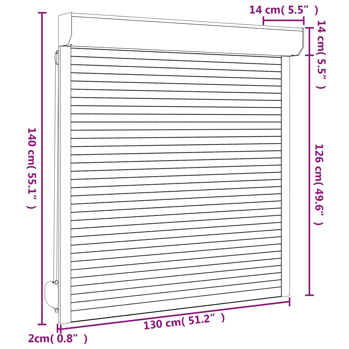 Persiana a rullo Bianco 130 x 140 cm Alluminio e poliuretano | homemem39