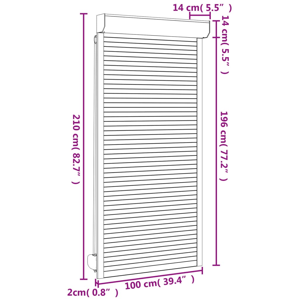 Tapparella Avvolgibile in Alluminio 100x210 cm Antracite - homemem39