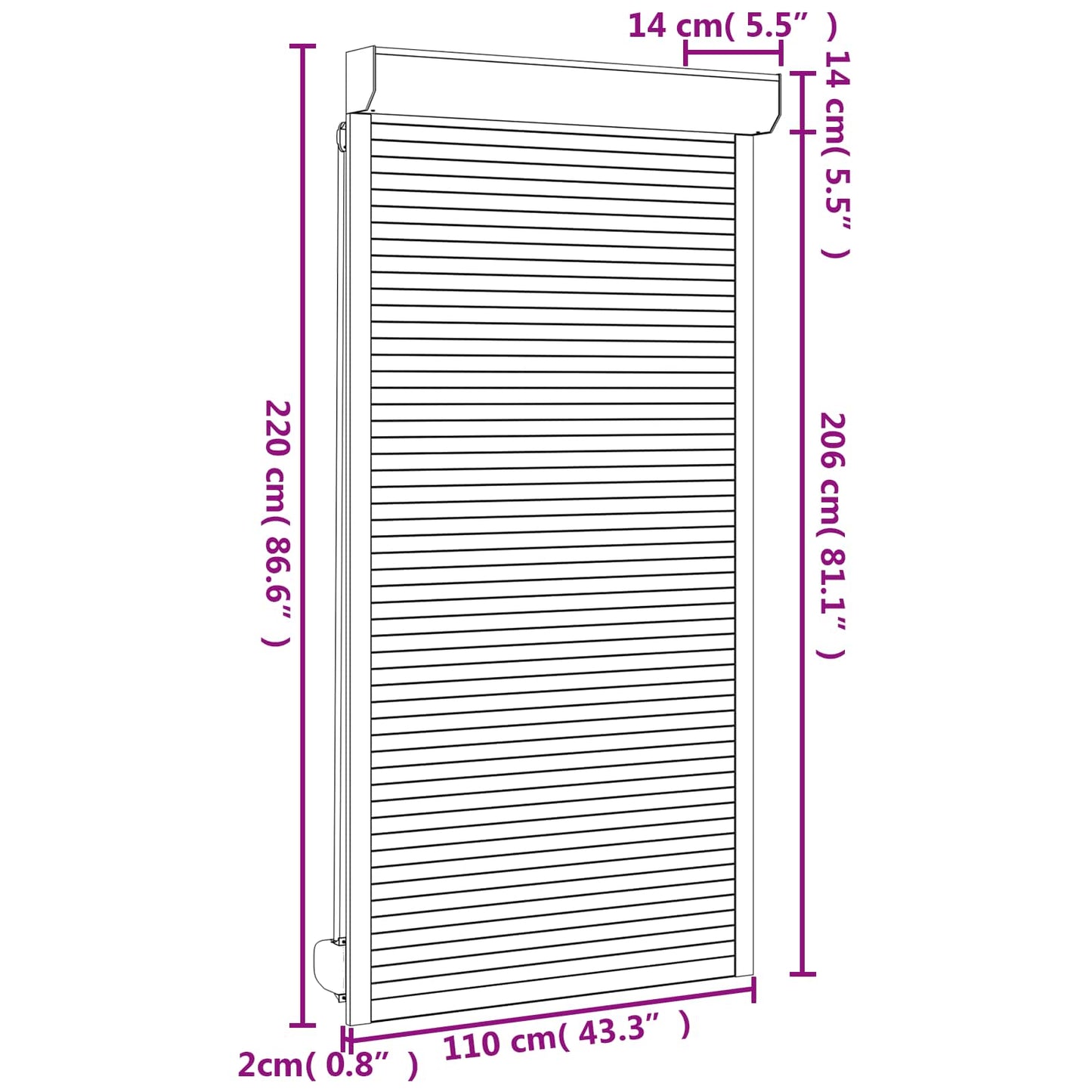 Persiana a rullo Antracite 110 x 220 cm Alluminio e poliuretano | homemem39