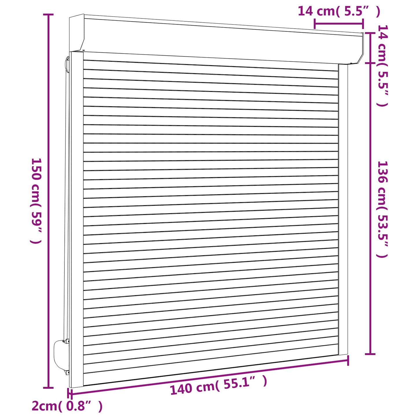 Persiana a rullo Antracite 140 x 150 cm Alluminio e poliuretano | homemem39