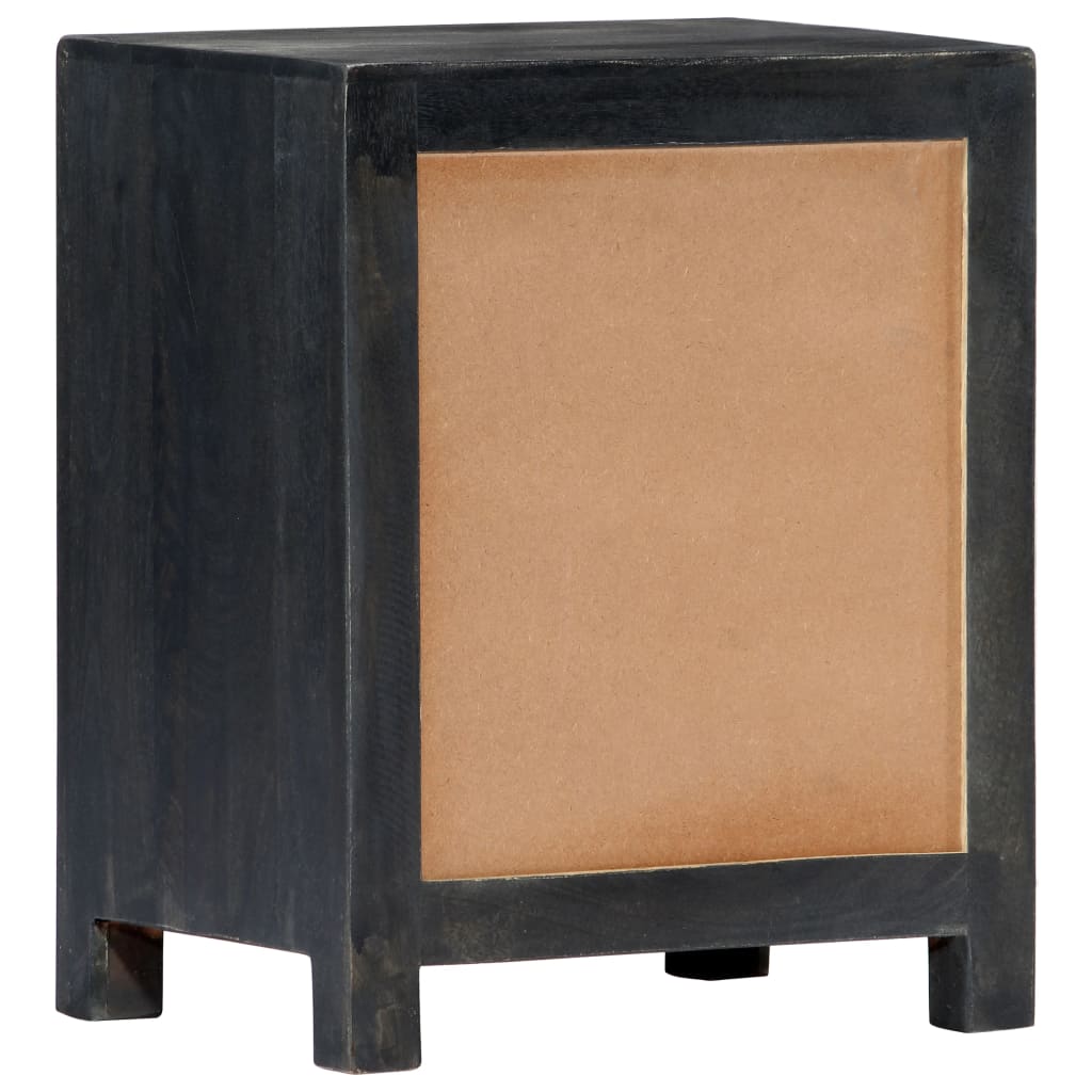 Comodino Intagliato a Mano Grigio 40x30x50 cm Massello di Mango | homemem39