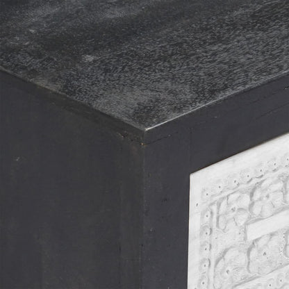 Mobile TV Intagliato a Mano Grigio Bianco 120x30x40 cm in Mango - homemem39